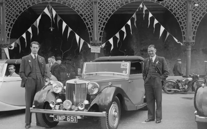 Framed Print : MG SA of DJ Farqaharson at the RAC Rally, Madeira Drive, Brighton, 1939. Artist: Bill Brunell Framed Print : MG SA of DJ Farqaharson at the RAC Rally, Madeira Drive, Brighton, 1939. Artist: Bill Brunell