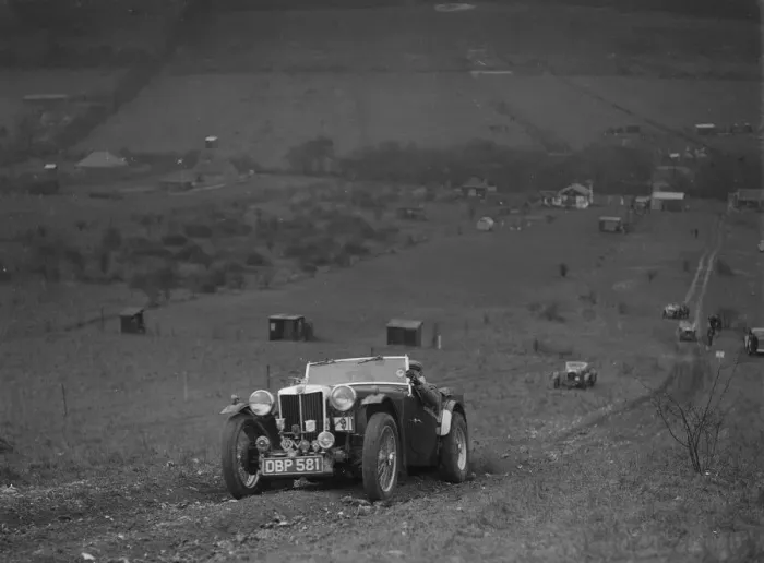 Framed Print : MG TA competing in the London Motor Club Coventry Cup Trial, Knatts Hill, Kent, 1938 Framed Print : MG TA competing in the London Motor Club Coventry Cup Trial, Knatts Hill, Kent, 1938