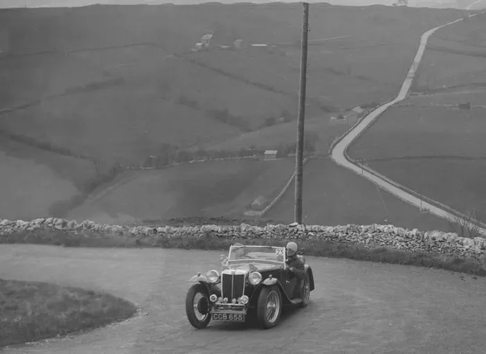 Framed Print : MG TA of WC Reid competing in the RAC Rally, 1939. Artist: Bill Brunell Framed Print : MG TA of WC Reid competing in the RAC Rally, 1939. Artist: Bill Brunell