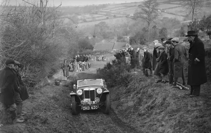 Framed Print : MG TA of WH Depper competing in the MG Car Club Midland Centre Trial, 1938. Artist: Bill Brunell Framed Print : MG TA of WH Depper competing in the MG Car Club Midland Centre Trial, 1938. Artist: Bill Brunell