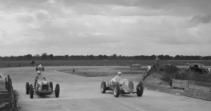 Framed Print : Two MGs racing at Brooklands, Surrey, c1930s. Artist: Bill Brunell Framed Print : Two MGs racing at Brooklands, Surrey, c1930s. Artist: Bill Brunell