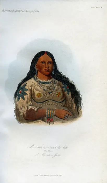Framed Print : Mi-neek-ee-sank-te-ka, The Mink, A Mandan Girl, 1848 Framed Print : Mi-neek-ee-sank-te-ka, The Mink, A Mandan Girl, 1848