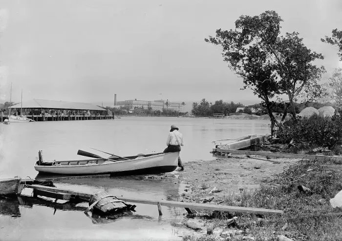Framed Print : Miami River and the Hotel Royal Palm, Miami, Fla. c1900. Creator: Unknown Framed Print : Miami River and the Hotel Royal Palm, Miami, Fla. c1900. Creator: Unknown