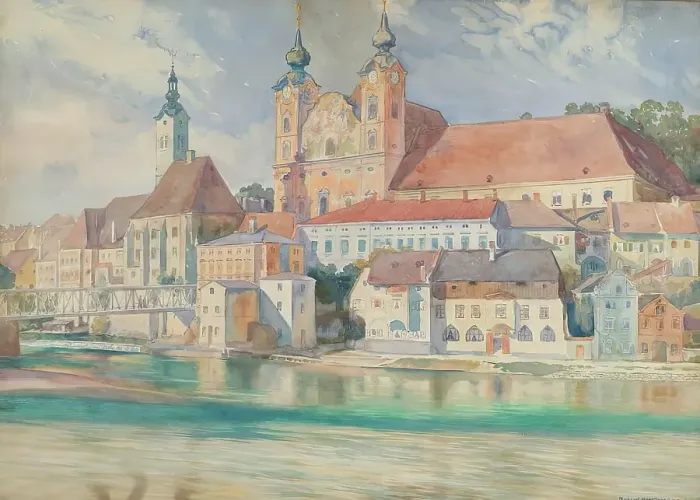 Framed Print : Michael Church in Steyr, 1917. Creator: Richard Harlfinger Framed Print : Michael Church in Steyr, 1917. Creator: Richard Harlfinger