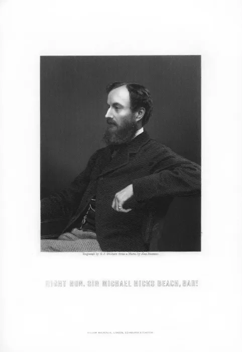 Framed Print : Michael Edward Hicks Beach, 1st Earl St Aldwyn, English statesman, 1881. Artist: George J Stodart Framed Print : Michael Edward Hicks Beach, 1st Earl St Aldwyn, English statesman, 1881. Artist: George J Stodart