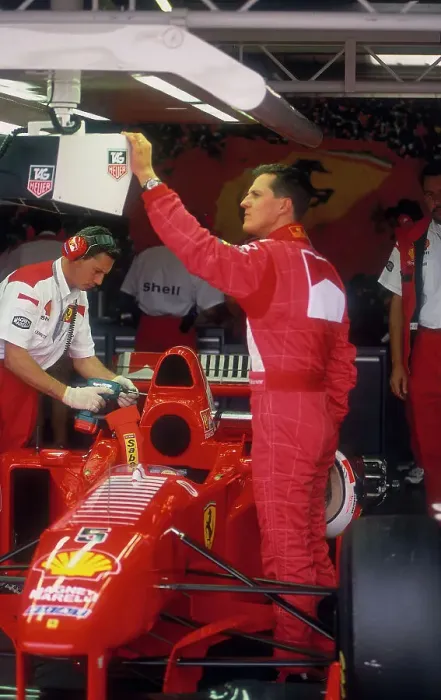 Framed Print : Michael Schumacher with Ferrari, British Grand Prix, Silverstone, Northamptonshire, 1997 Framed Print : Michael Schumacher with Ferrari, British Grand Prix, Silverstone, Northamptonshire, 1997