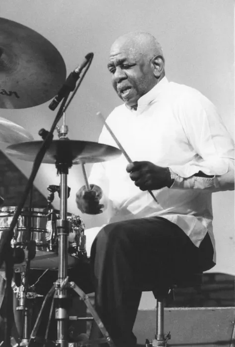 Framed Print : Mickey Roker, Brecon Jazz Festival, Powys, Wales, 1997. Creator: Brian Foskett Framed Print : Mickey Roker, Brecon Jazz Festival, Powys, Wales, 1997. Creator: Brian Foskett