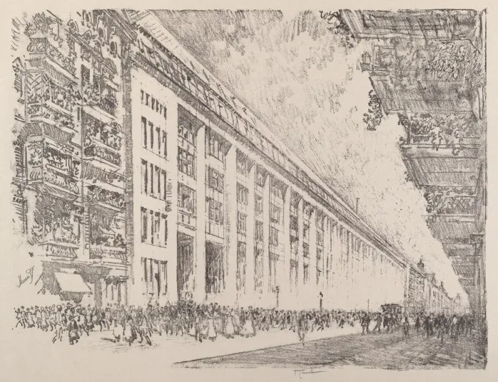 Framed Print : Mid-day, General Electric Works, Berlin, 1921. Creator: Joseph Pennell Framed Print : Mid-day, General Electric Works, Berlin, 1921. Creator: Joseph Pennell
