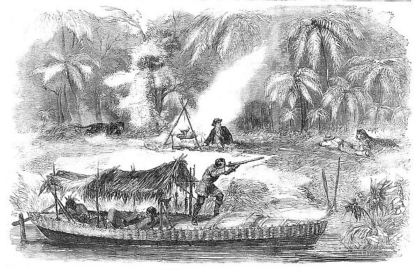 A Mid-day Halt on the Rio Trombutas, Brazil, 1857. Creator: Unknown