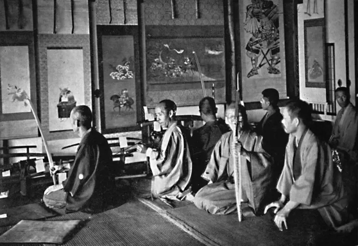 Framed Print : Middle class Japanese swords at an exhibition, 1902. Artist: Prince Alexander Gagarine Framed Print : Middle class Japanese swords at an exhibition, 1902. Artist: Prince Alexander Gagarine