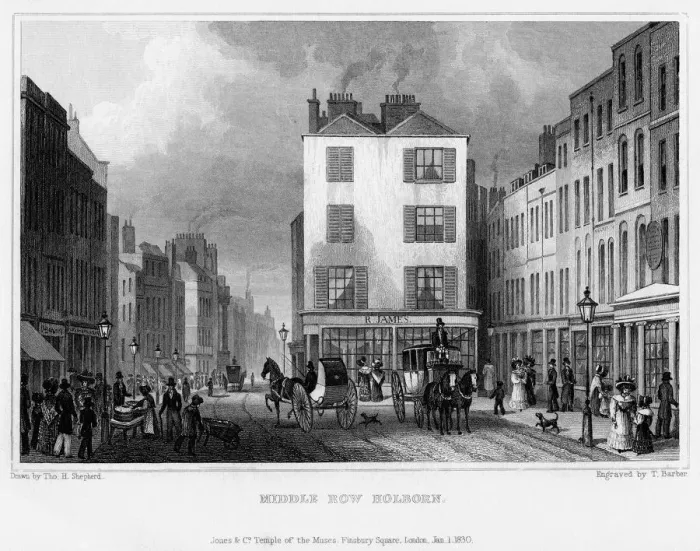 Framed Print : Middle Row, Holborn, London, 1830. Artist: Thomas Barber Framed Print : Middle Row, Holborn, London, 1830. Artist: Thomas Barber