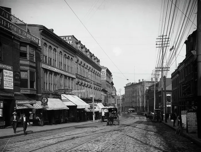 Framed Print : Middle Street, Portland, Me. c1904. Creator: Unknown Framed Print : Middle Street, Portland, Me. c1904. Creator: Unknown