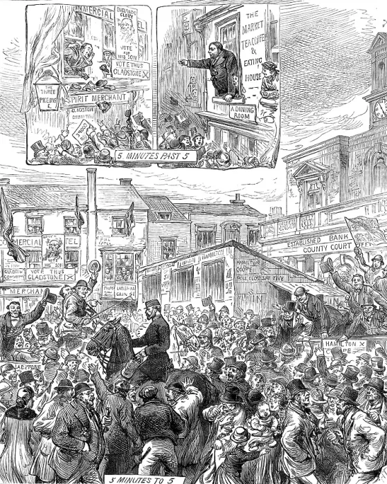 Framed Print : The Middlesex Election: sketches at Brentford on Saturday last, 1880. Creator: Unknown Framed Print : The Middlesex Election: sketches at Brentford on Saturday last, 1880. Creator: Unknown