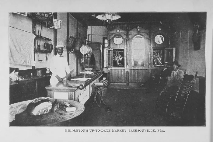 Framed Print : Middleton's up-to-date market, Jacksonville, Fla. 1907. Creator: Unknown Framed Print : Middleton's up-to-date market, Jacksonville, Fla. 1907. Creator: Unknown
