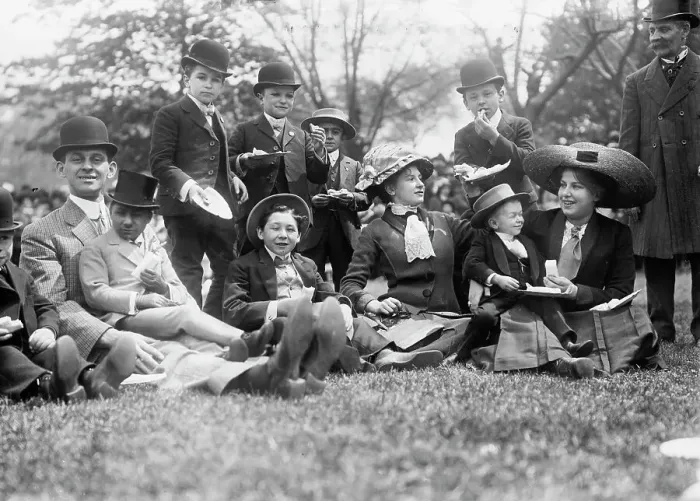Framed Print : Midgets May Party - Central Park. Group seated on grass, 1910. Creator: Bain News Service Framed Print : Midgets May Party - Central Park. Group seated on grass, 1910. Creator: Bain News Service