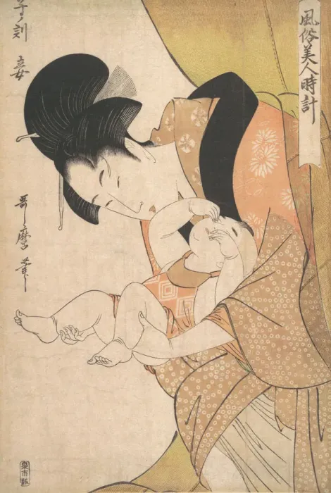 Framed Print : Midnight: Mother and Sleepy Child, 1790. Creator: Kitagawa Utamaro Framed Print : Midnight: Mother and Sleepy Child, 1790. Creator: Kitagawa Utamaro