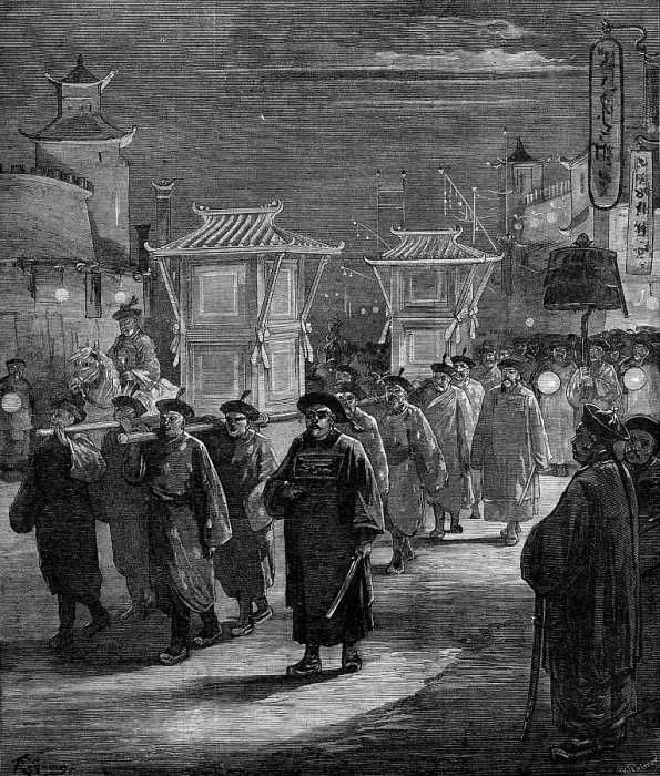 Framed Print : The Midnight Procession: tablets with titles of the bride - Chinese Imperial Marriage at Pekin, 1872 Creator: William James Palmer Framed Print : The Midnight Procession: tablets with titles of the bride - Chinese Imperial Marriage at Pekin, 1872 Creator: William James Palmer