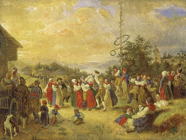 Midsummer Dance at Rättvik, 1852. Creator: Kilian Christoffer Zoll