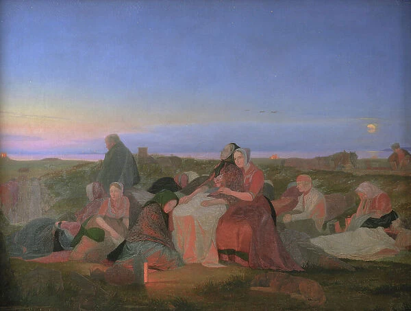 Midsummer's Eve. Sick People Asleep upon the Grave of St. Helena at Tisvilde, 1847. Creator: Jorgen Sonne