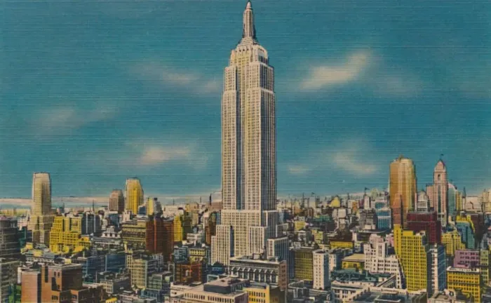 Framed Print : Midtown Skyline Showing Empire State Building, New York City, c1940s Framed Print : Midtown Skyline Showing Empire State Building, New York City, c1940s