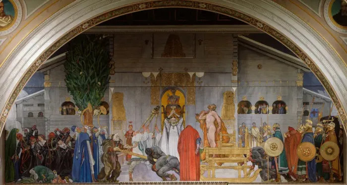 Framed Print : Midvinterblot (Midwinter Sacrifice), 1914-1915. Artist: Larsson, Carl (1853-1919) Framed Print : Midvinterblot (Midwinter Sacrifice), 1914-1915. Artist: Larsson, Carl (1853-1919)
