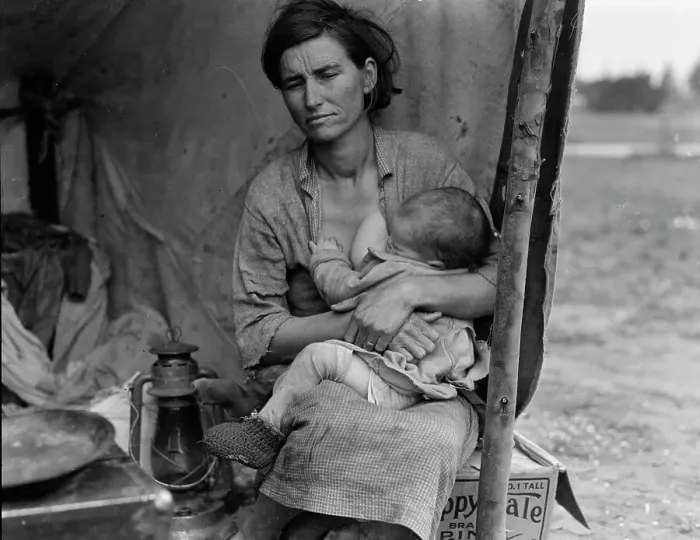 Framed Print : Migrant agricultural worker's family, Nipomo, California, 1936. Creator: Dorothea Lange Framed Print : Migrant agricultural worker's family, Nipomo, California, 1936. Creator: Dorothea Lange
