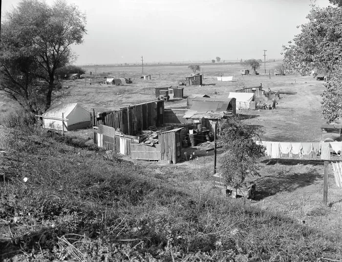 Framed Print : Migrant camp on the outskirts of Sacramento, California on the American River, 1936. Creator: Dorothea Lange Framed Print : Migrant camp on the outskirts of Sacramento, California on the American River, 1936. Creator: Dorothea Lange