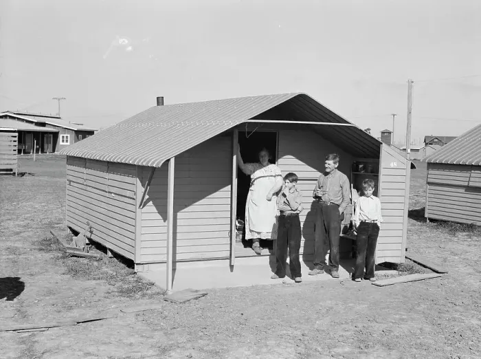 Framed Print : Migrant family from Oklahoma, first occupants of Westley camp, California, 1939. Creator: Dorothea Lange Framed Print : Migrant family from Oklahoma, first occupants of Westley camp, California, 1939. Creator: Dorothea Lange