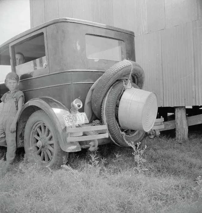 Framed Print : Migrant family's car near Brownsville, Texas, 1936. Creator: Dorothea Lange Framed Print : Migrant family's car near Brownsville, Texas, 1936. Creator: Dorothea Lange