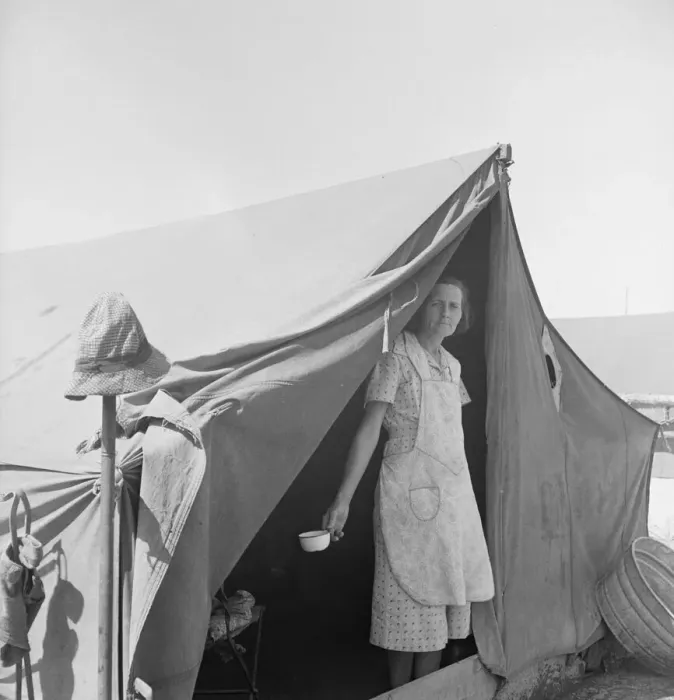 Framed Print : Migrant woman from Arkansas living in contractors camp near Westley, California, 1939. Creator: Dorothea Lange Framed Print : Migrant woman from Arkansas living in contractors camp near Westley, California, 1939. Creator: Dorothea Lange