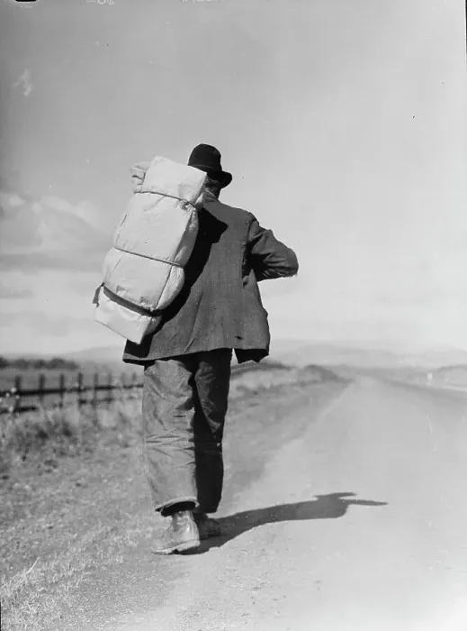 Framed Print : Migrant worker on California highway, 1935. Creator: Dorothea Lange Framed Print : Migrant worker on California highway, 1935. Creator: Dorothea Lange