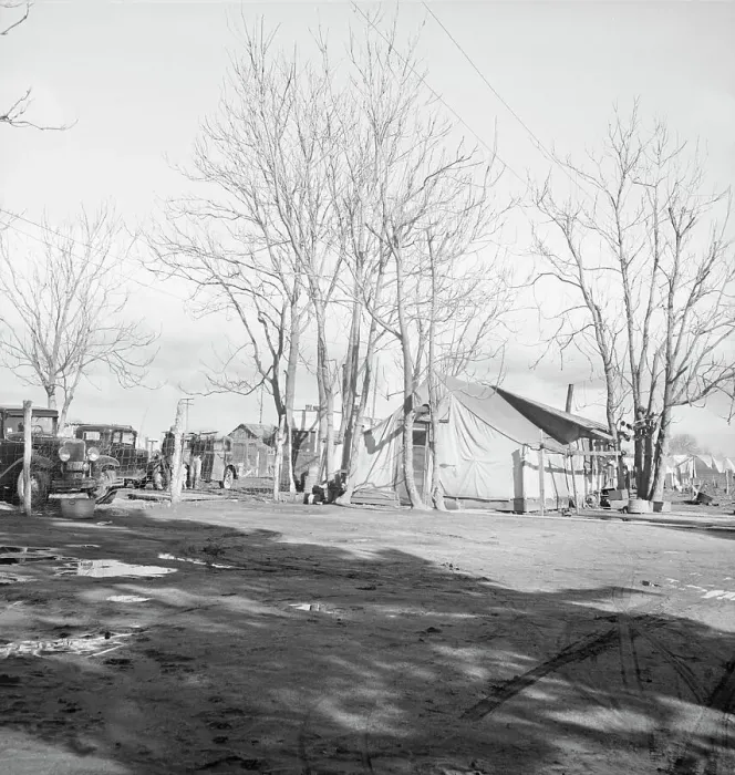 Framed Print : Migrants winter quarters, Farmersville, Tulare County, 1939. Creator: Dorothea Lange Framed Print : Migrants winter quarters, Farmersville, Tulare County, 1939. Creator: Dorothea Lange