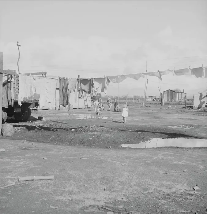 Framed Print : Migrants winter quarters, Farmersville, Tulare County, 1939. Creator: Dorothea Lange Framed Print : Migrants winter quarters, Farmersville, Tulare County, 1939. Creator: Dorothea Lange