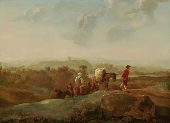 Framed Print : Migrating Peasants in a Southern Landscape, c1660-1680s. Creator: Follower of Aelbert Cuyp Framed Print : Migrating Peasants in a Southern Landscape, c1660-1680s. Creator: Follower of Aelbert Cuyp