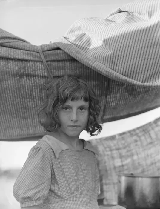 Framed Print : Migratory child in camp at end of day, Bean pickers camp near West Stayton, Oregon, 1939. Creator: Dorothea Lange Framed Print : Migratory child in camp at end of day, Bean pickers camp near West Stayton, Oregon, 1939. Creator: Dorothea Lange