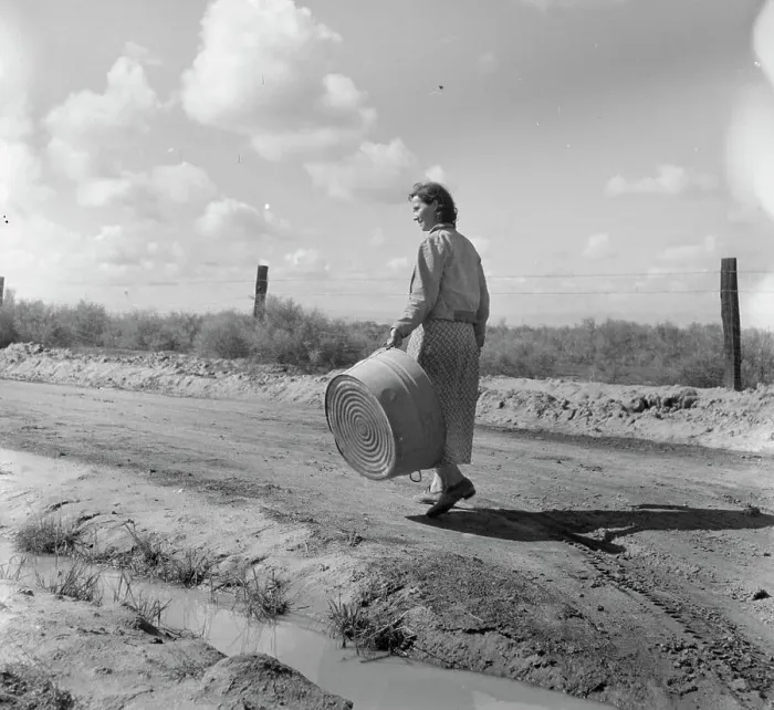 Framed Print : In a migratory labor camp, California, 1936. Creator: Dorothea Lange Framed Print : In a migratory labor camp, California, 1936. Creator: Dorothea Lange