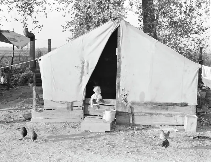 Framed Print : Migratory orange picker's camp, Exeter, California, 1936. Creator: Dorothea Lange Framed Print : Migratory orange picker's camp, Exeter, California, 1936. Creator: Dorothea Lange