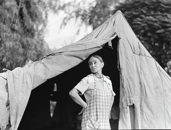 Migratory woman, Greek, living in a cotton camp near Exeter, California, 1936. Creator: Dorothea Lange