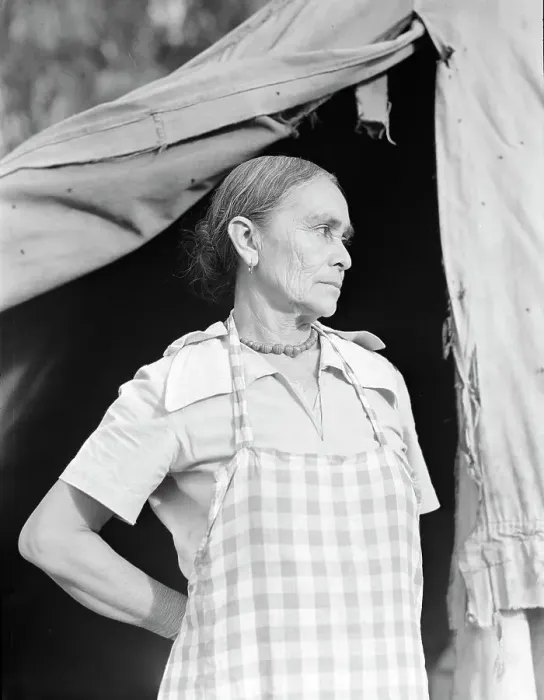Framed Print : Migratory woman, Greek, living in a cotton camp near Exeter, California, 1936. Creator: Dorothea Lange Framed Print : Migratory woman, Greek, living in a cotton camp near Exeter, California, 1936. Creator: Dorothea Lange