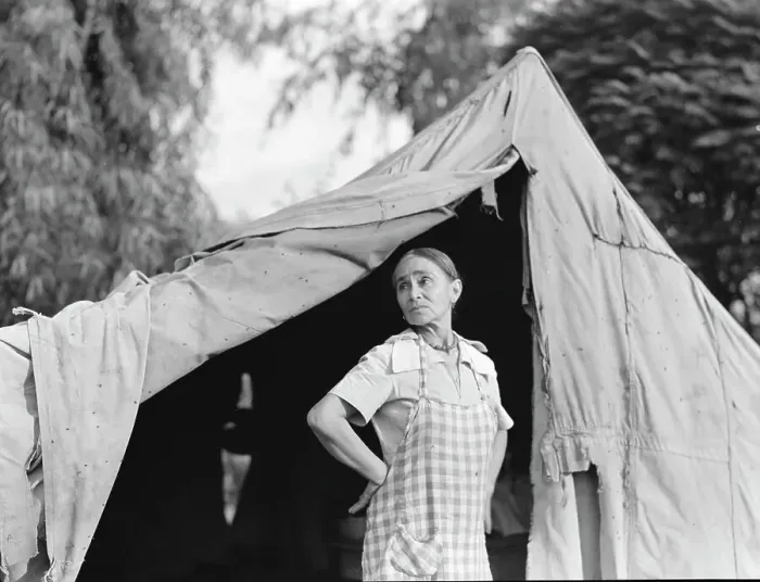 Framed Print : Migratory woman, Greek, living in a cotton camp near Exeter, California, 1936. Creator: Dorothea Lange Framed Print : Migratory woman, Greek, living in a cotton camp near Exeter, California, 1936. Creator: Dorothea Lange