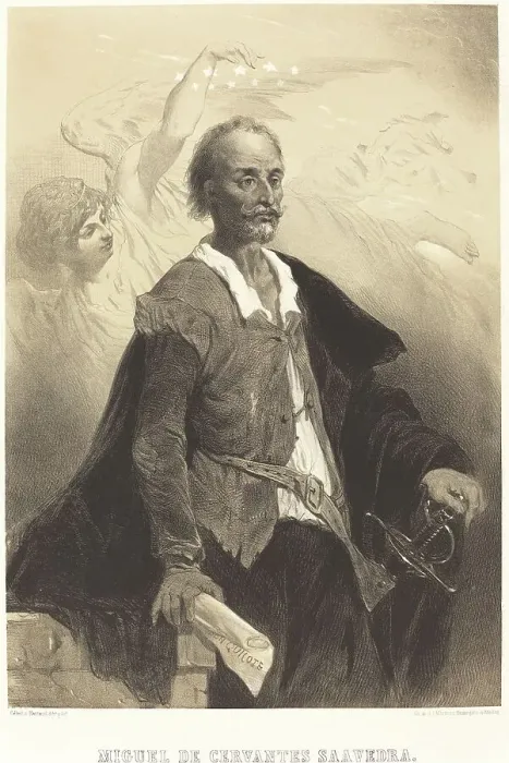 Framed Print : Miguel de Cervantes Saavedra, c. 1855. Creator: Célestin Nanteuil Framed Print : Miguel de Cervantes Saavedra, c. 1855. Creator: Célestin Nanteuil
