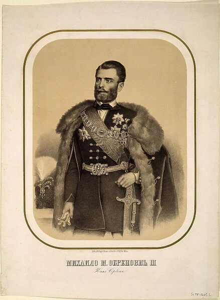 Mihailo Obrenovic III (1823-1868), Prince of Serbia, ca 1860. Artist: Anonymous