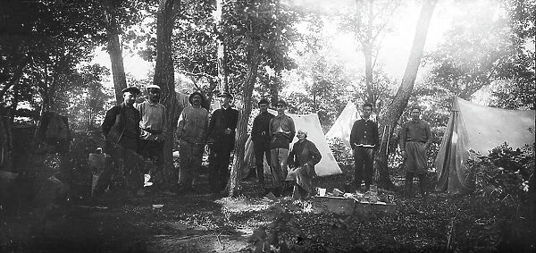 Mikhail Alekseevich Pavlov with Members of an Expedition at Base Camp, 1920-1929. Creator: Unknown