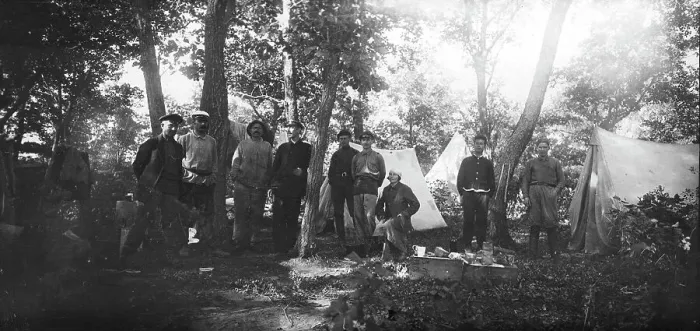 Framed Print : Mikhail Alekseevich Pavlov with Members of an Expedition at Base Camp, 1920-1929. Creator: Unknown Framed Print : Mikhail Alekseevich Pavlov with Members of an Expedition at Base Camp, 1920-1929. Creator: Unknown