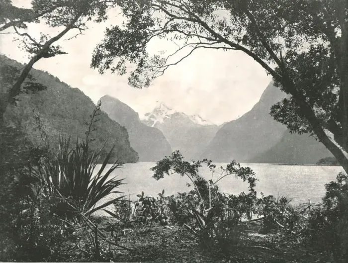 Framed Print : Milford Sound, New Zealand, 1895. Creator: Burton Brothers Framed Print : Milford Sound, New Zealand, 1895. Creator: Burton Brothers