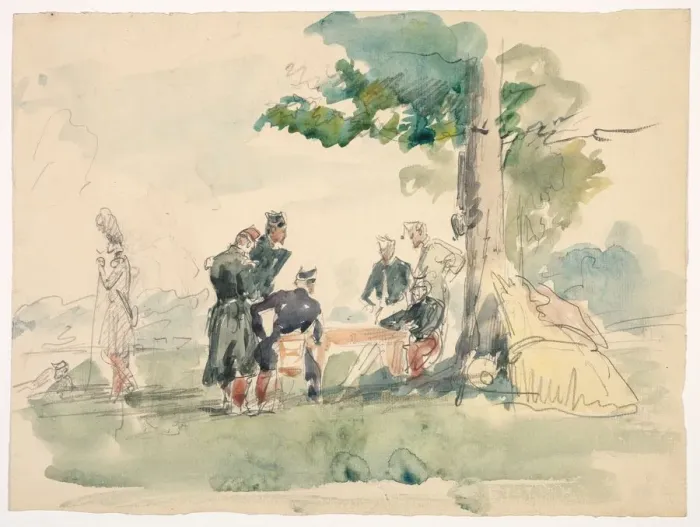 Framed Print : Militaires sous un arbre (Soldiers under a Tree). Creator: Isidore Pils (French, 1813 / 15-1875) Framed Print : Militaires sous un arbre (Soldiers under a Tree). Creator: Isidore Pils (French, 1813 / 15-1875)