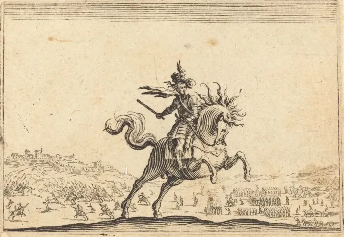 Framed Print : Military Commander on Horseback, c. 1622. Creator: Jacques Callot Framed Print : Military Commander on Horseback, c. 1622. Creator: Jacques Callot