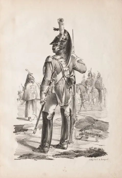 Framed Print : Military Costumes: Grenadier of the Royal Guard, 1814-18. Creator: Nicolas Toussaint Charlet Framed Print : Military Costumes: Grenadier of the Royal Guard, 1814-18. Creator: Nicolas Toussaint Charlet