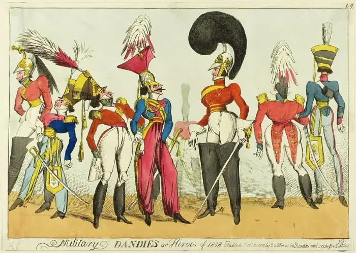 Framed Print : Military Dandies or Heroes of 1818, published October 26, 1818. Creator: William Heath Framed Print : Military Dandies or Heroes of 1818, published October 26, 1818. Creator: William Heath