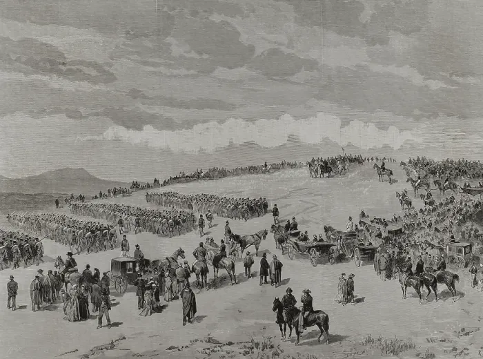 Framed Print : Military drill at Dehesa de los Carabancheles, Madrid, Spain, 3 November 1878. Creator: Bernardo Rico Framed Print : Military drill at Dehesa de los Carabancheles, Madrid, Spain, 3 November 1878. Creator: Bernardo Rico
